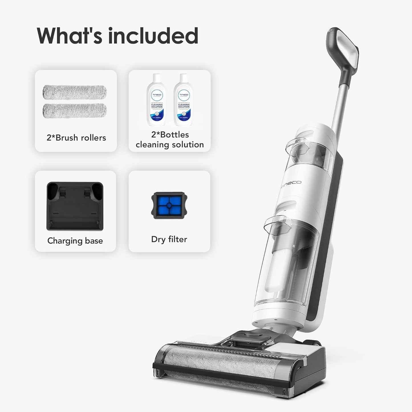 Tineco iFLOOR 2 Complete Cordless Wet Dry Vacuum Floor Cleaner and Mop, One-Step Cleaning for Hard Floors, Great for Sticky Messes and Pet Hair