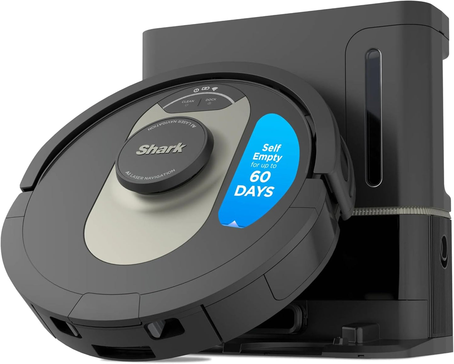 Shark AV2501AE AI Robot Vacuum with XL HEPA Self-Empty Base, Bagless, 60-Day Capacity, LIDAR Navigation, Perfect for Pet Hair, Compatible with Alexa, Wi-Fi Connected, Carpet & Hard Floor, Black
