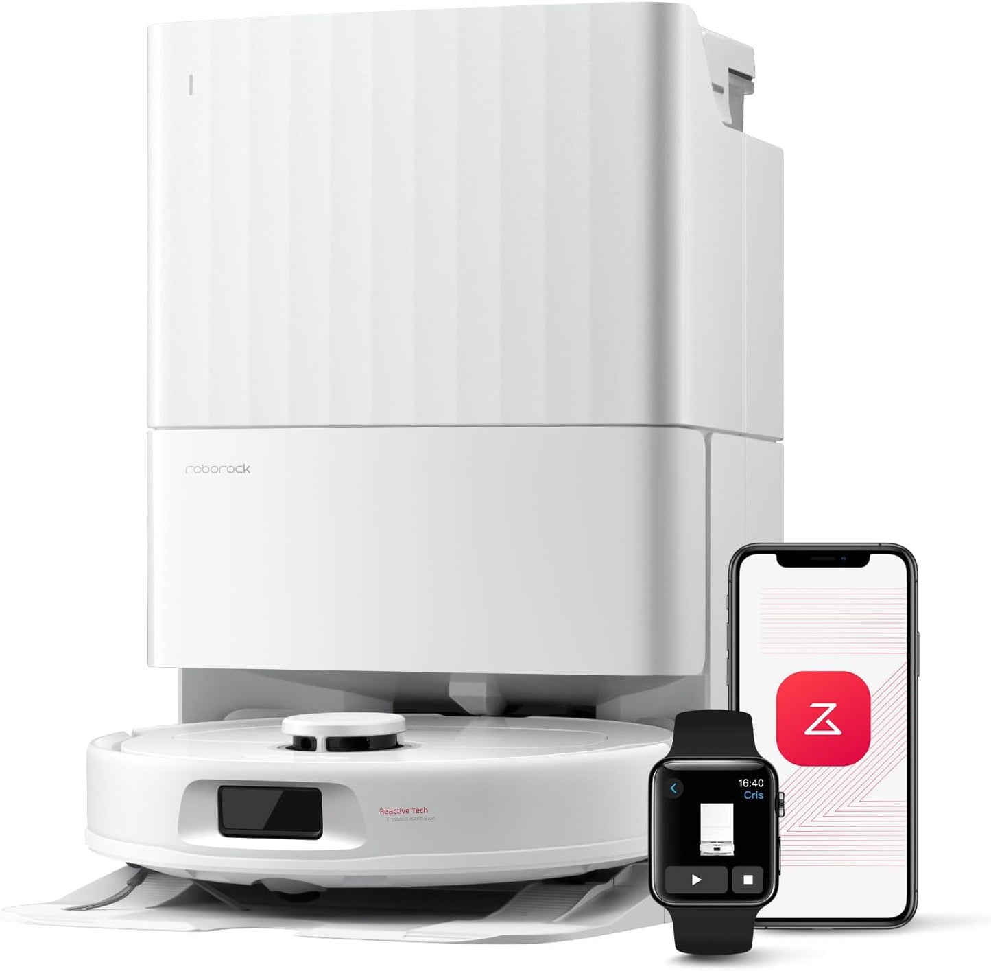 roborock Qrevo Series Robot Vacuum and Mop, 8000Pa Suction, Upgraded from Qrevo S, Anti-Tangle Brushes, Smart Obstacle Avoidance, Auto Mop Washing, All-in-One Dock, 200RPM Spinning Mops, Black(QV 35A)