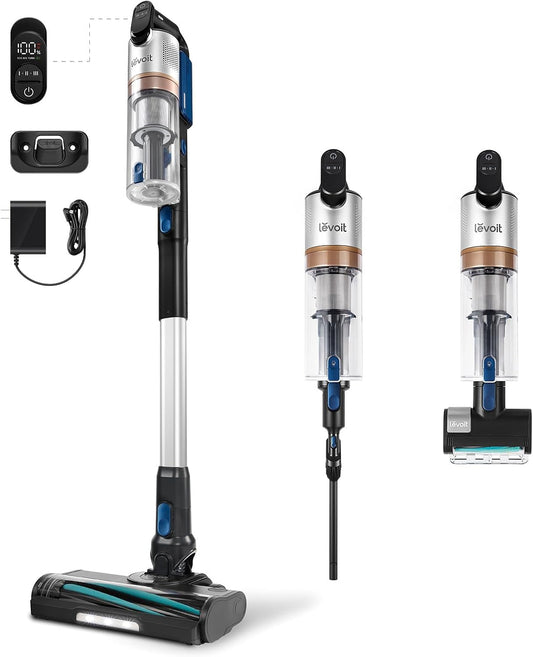 LEVOIT AERO Cordless Vacuum with Auto-Empty Station, HyperPulse Technology, Anti-Tangle Brush, 5-Stage Filtration, HEPA Filter, Up to 70 Minutes, Powerful Suction for Pet Hair, Carpet, Hard Floor