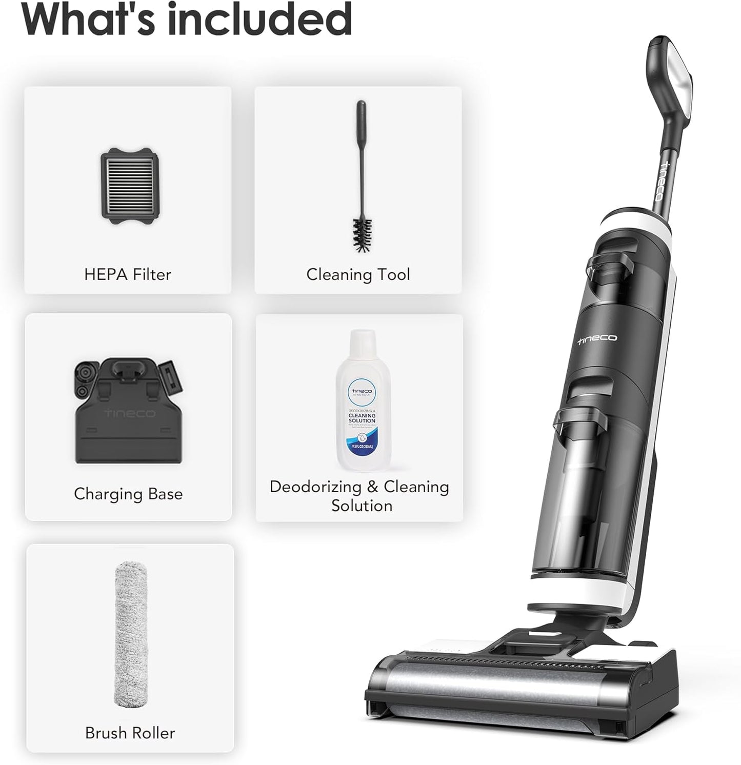 Tineco Floor ONE i5 Stretch Wet Dry Vacuum Cleaner, Vacuum & Mop in One Step, 20kpa Powerful Suction, 180° Lay-Flat Design, Anti-Tangle Design, Dual-Sided Edge Cleaning, Up to 30* Minutes Runtime